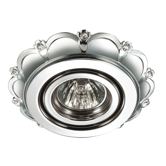 Встраиваемый светильник Novotech, 50 Вт, GX5,3, 12 В, 75x75 мм, d=75 мм, цвет хром