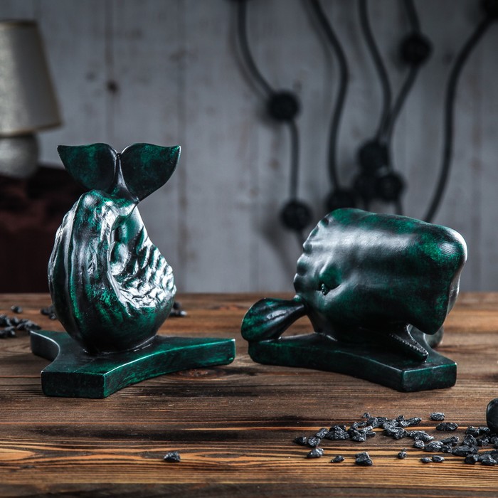 Держатель для книг "Кит", 40 см, зелёный мрамор