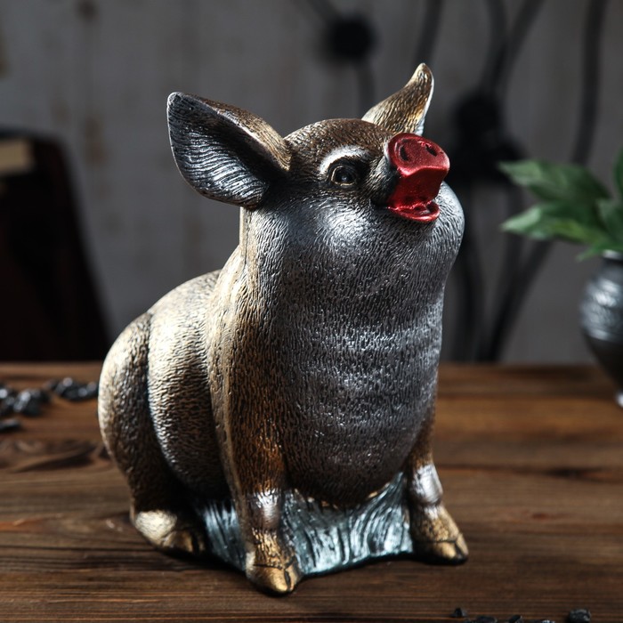 Копилка "Милый поросенок", 23 х 24 см, бронза