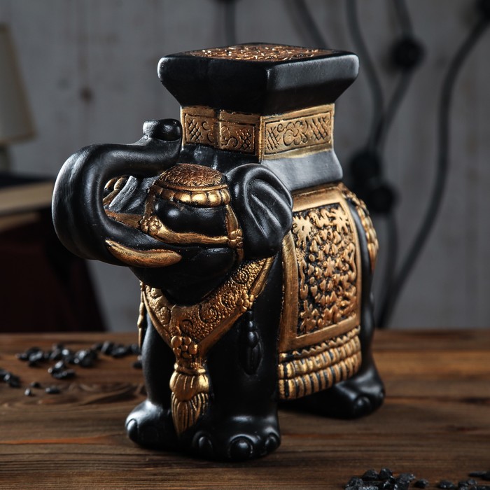Сувенир "Слон" большой 27 см чёрно-золотой