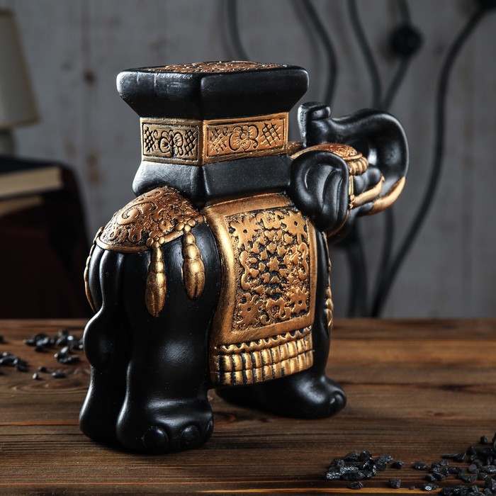 Сувенир "Слон" большой 27 см чёрно-золотой