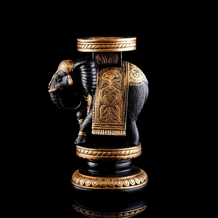 Подставка декоративная "Слон индийский", черный с золотом