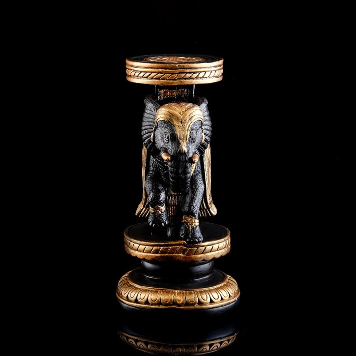 Подставка декоративная "Слон индийский", черный с золотом