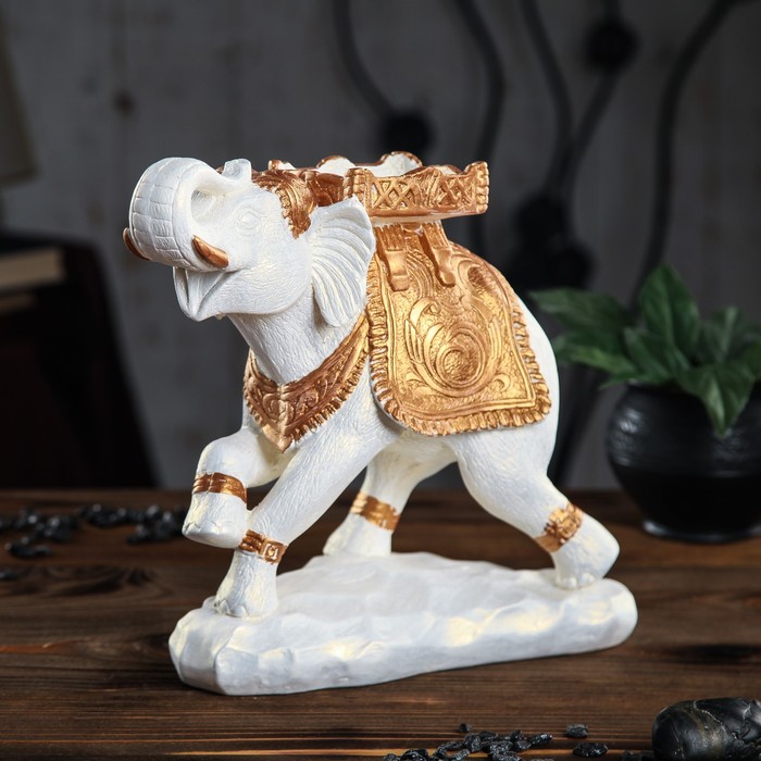 Копилка "Слон"  бело-золотой