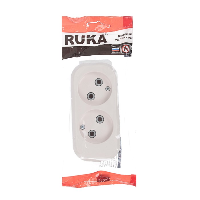 Колодка RUKA, 2 розетки, без з/к, 32.74.220.0400,