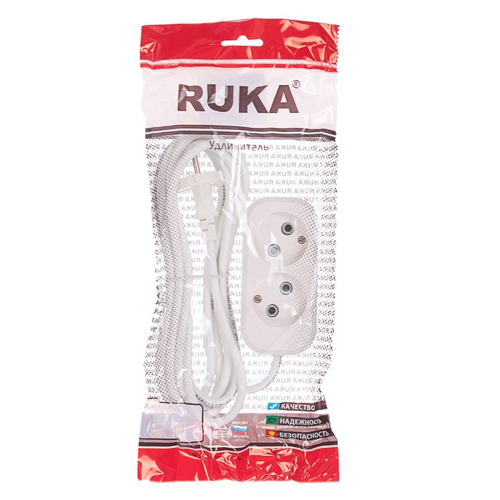 Удлинитель RUKA, 2 розетки, 3 м, 10 А, без з/к, 32.74.220.0403,
