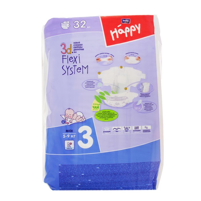 Подгузники для детей "Bella Baby Happy" Midi, 32шт,