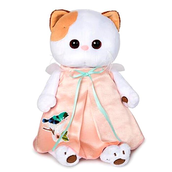 Мягкая игрушка "Кошечка Ли-Ли" в нежно-розовом платье с птичкой, 27 см