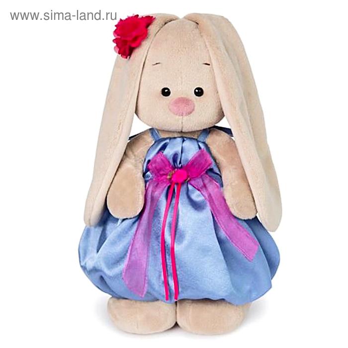 фото Мягкая игрушка «зайка ми» в синем платье с розовым бантиком, 23 см