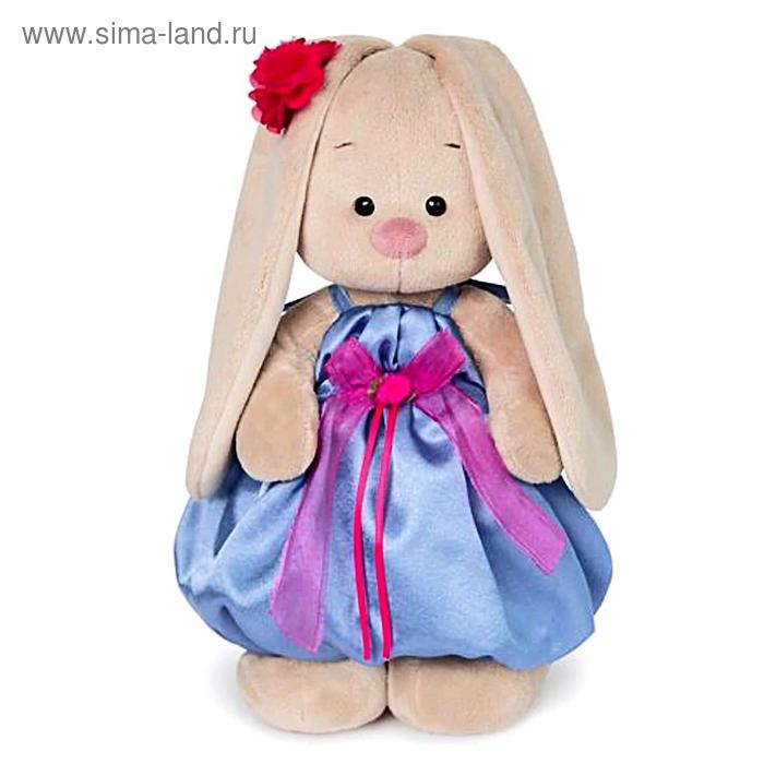 фото Мягкая игрушка «зайка ми» в синем платье с розовым бантиком, 18 см