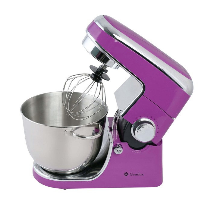 Миксер Gemlux GL-SM-88V, планетарный, 12 скоростей, 4 л, 3 мешалки, 25-220 об/мин,фиолетовый 38009
