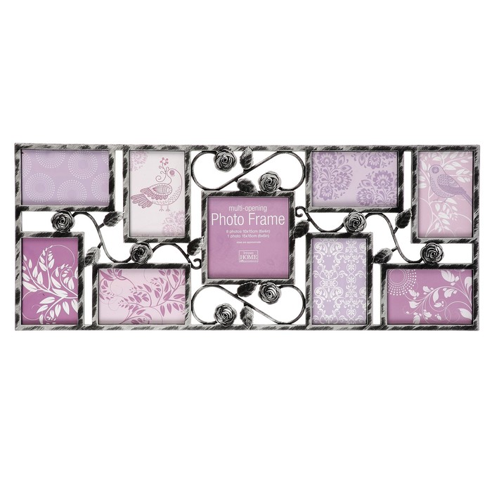 Фоторамка на 9 фото 8х10х15, 15х15 см Innova PI07202 "Milano IX" серебряная