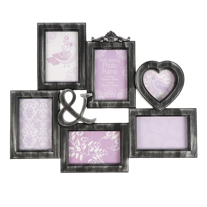 Фоторамка на 6 фото 5х10х15, 10х10 см Innova PI07200 "Milano VIII" серебряная