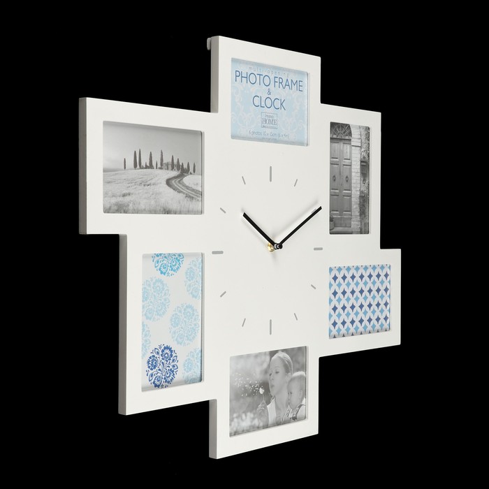 Фоторамка-часы на 6 фото Innova W07368 "Белая" 46x54 см