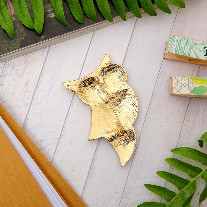 Брошь "Филин" калейдоскоп, цветная в золоте