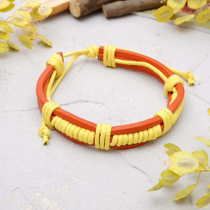 Браслет кожа "Переплетение", цвет кирпичный