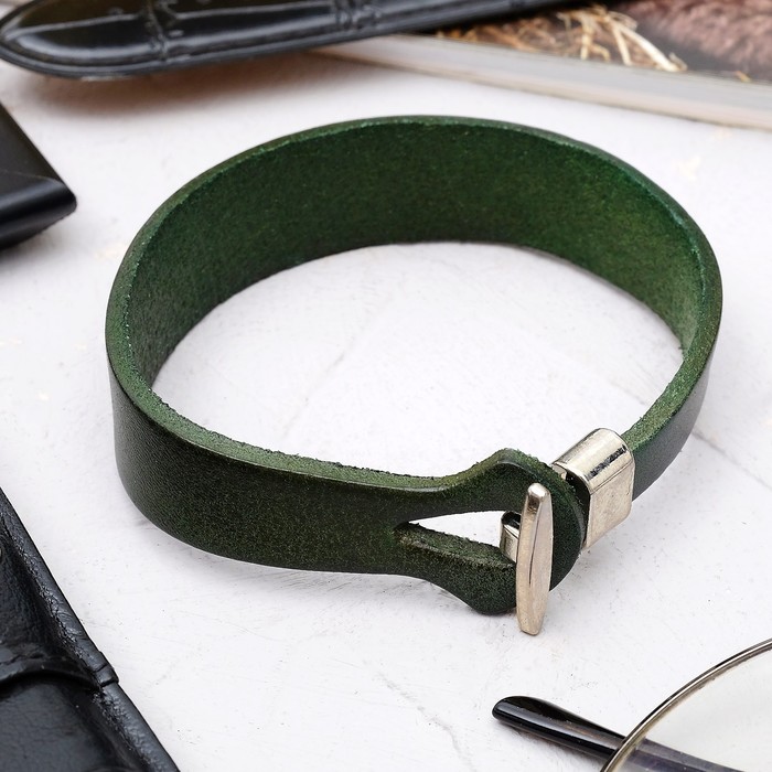 Браслет мужской "Викинг" выпуклый, цвет зелёный