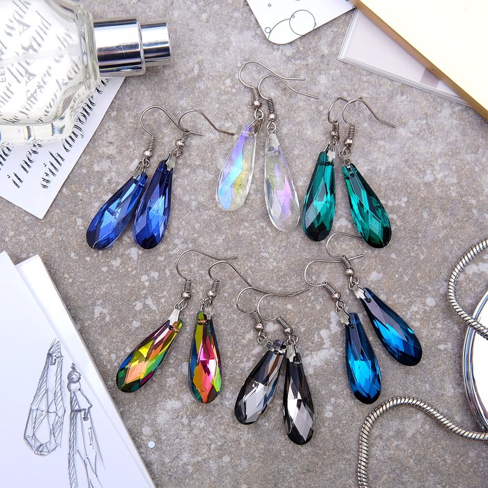 Серьги из стекла "Яркий день" капля, цвет МИКС