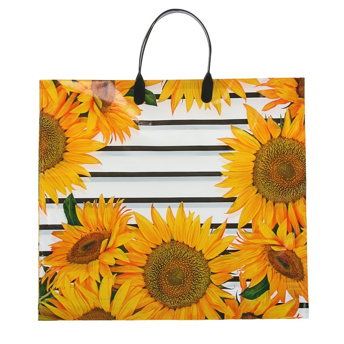 Пакет "Подсолнух", полиэтиленовый с пластиковой ручкой, 38 х 35 см, 110 мкм