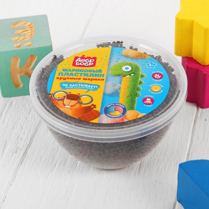 Шариковый пластилин ДобрБобр крупнозернистый, 200 мл, черный ШК200-4