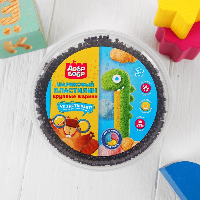 Шариковый пластилин ДобрБобр крупнозернистый, 200 мл, черный ШК200-4