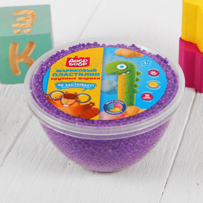 Шариковый пластилин "ДобрБобр" крупнозернистый, 200 мл, фиолетовый