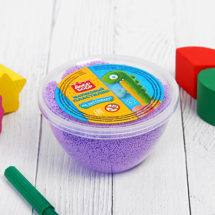 Шариковый пластилин "ДобрБобр" мелкозернистый, 200 мл, фиолетовый