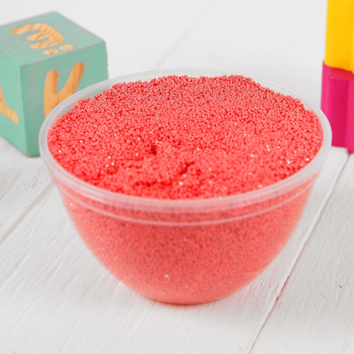 Шариковый пластилин ДобрБобр мелкозернистый с блестками, 200 мл, красный ШБ200-7