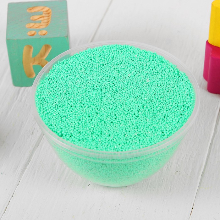 Шариковый пластилин "ДобрБобр" мелкозернистый с блёстками, 200 мл, изумрудный