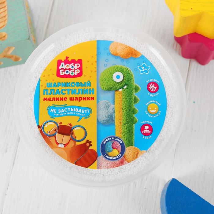 Шариковый пластилин ДобрБобр мелкозернистый, 200 мл, белый ШМ200-1