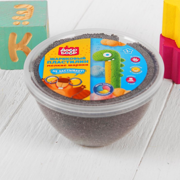 Шариковый пластилин ДобрБобр мелкозернистый, 200 мл, черный ШМ200-4