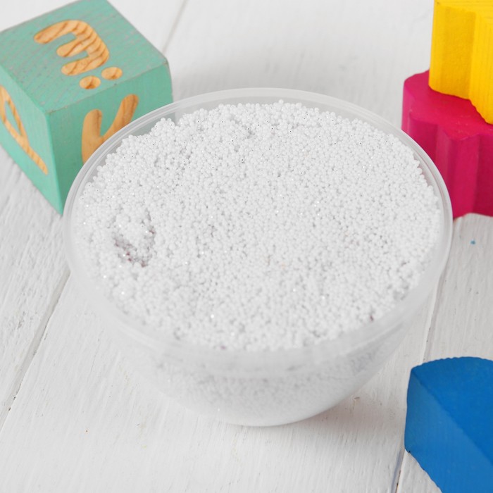 Шариковый пластилин "ДобрБобр" мелкозернистый с блёстками, 200 мл, белый