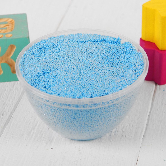 Шариковый пластилин "ДобрБобр" мелкозернистый с блёстками, 200 мл, голубой