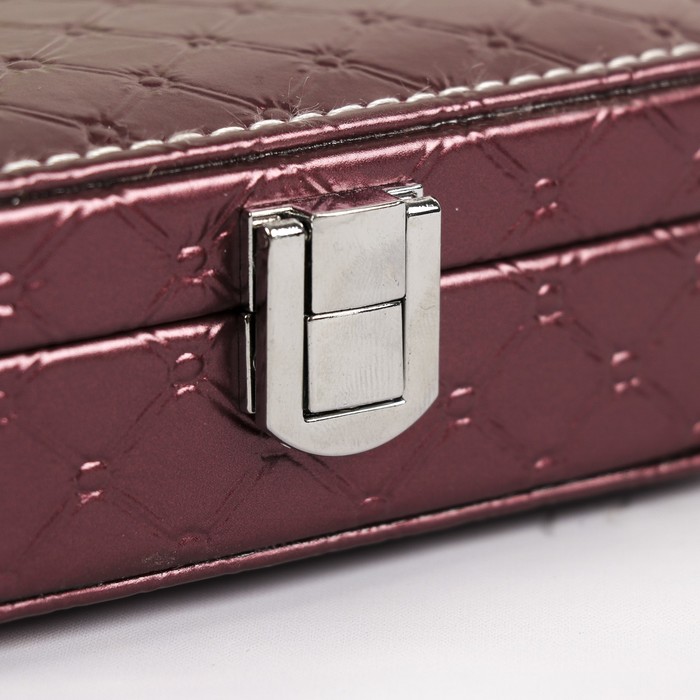 Шкатулка кожзам для украшений "Стёганная" бордо 4,5х10х15 см