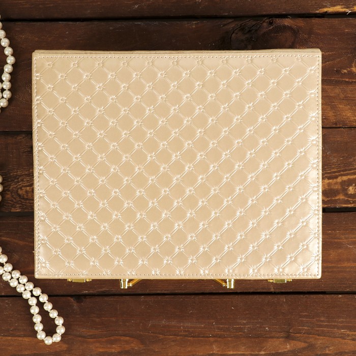 Шкатулка кожзам для украшений "Стёганная" золото 8,5х23,5х19 см