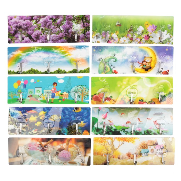 Вешалка на 3 крючка, МИКС рисунок