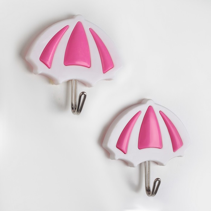 Набор крючков на липучке "Зонтик" 2 шт, цвет МИКС