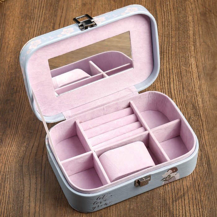 Шкатулка кожзам под часы 1 отделение и бижутерию "Девушка с сакурой" 7х20х14 см