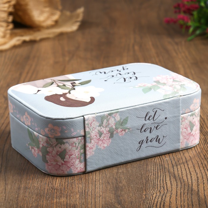 Шкатулка кожзам под часы 1 отделение и бижутерию "Девушка с сакурой" 7х20х14 см