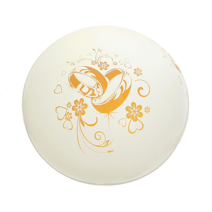 Шар латексный 36" "Свадебные кольца", пастель, 3 ст, цвет белый