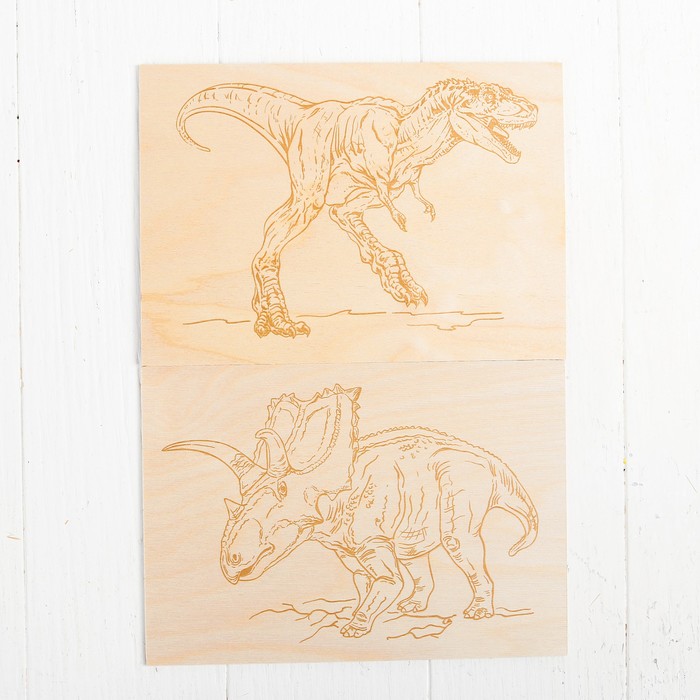 Доски для выжигания, 2 шт., "Трицератопс и Тираннозавр", серия "Динозавры" (блистер)