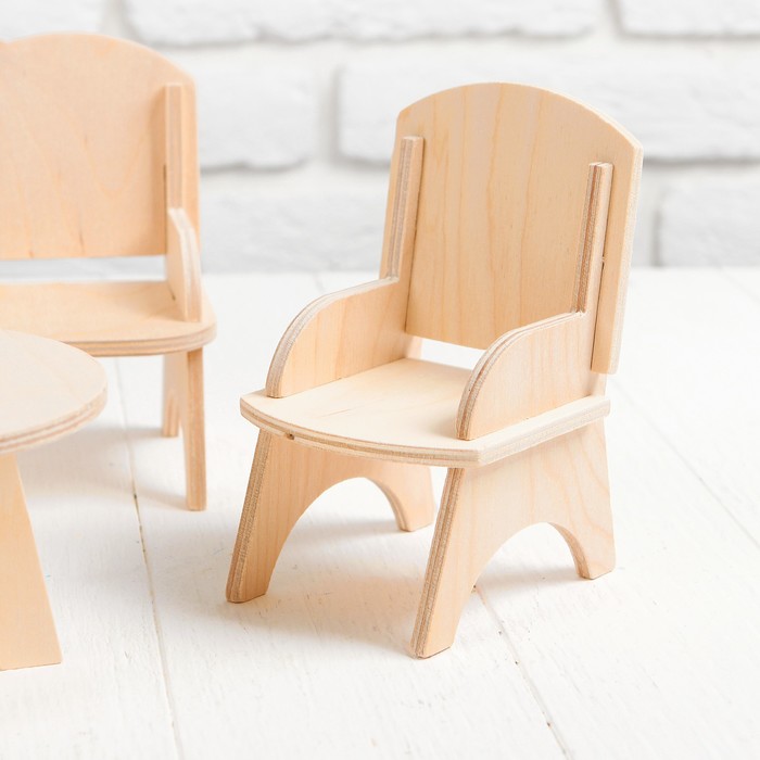 Мебель деревянная для кукол "Гостиная" (2 кресла, стол, диван)