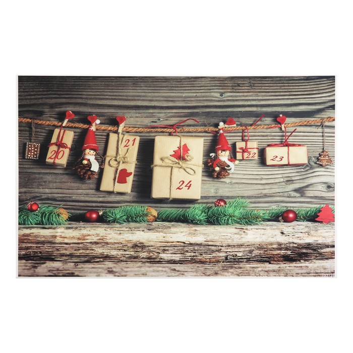 Фотофон винил "Тёмные доски и подарочки на веревке" стена+пол 80х125 см