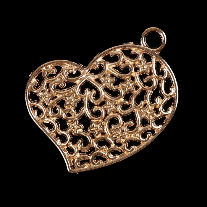Металлическая подвеска "Сердце ажур" золото 4,5х3,5 см 10 гр
