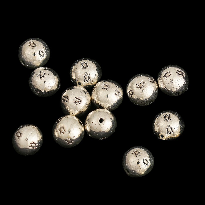 Набор металлических бусин (12 шт) "ХХ" серебро d=0,8 мм 20 гр