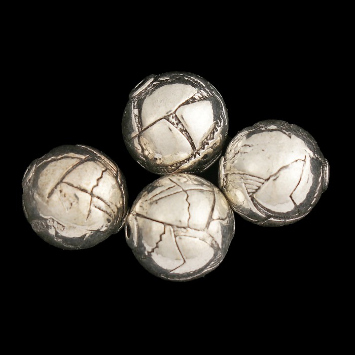 Набор металлических бусин, серебро d=1 см, 10 гр. (4 шт)