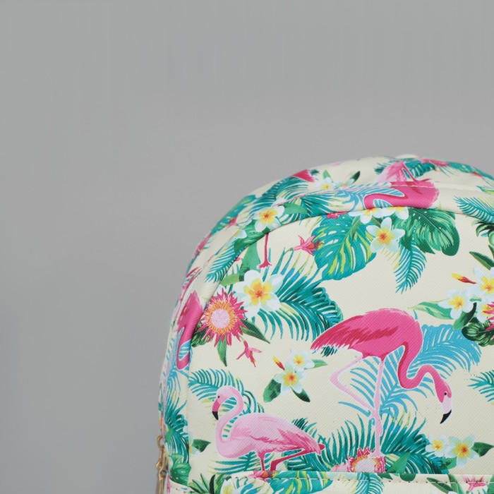 Рюкзак детский "Фламинго", отдел на молнии, наружный карман, 2 боковых кармана, цвет бежевый