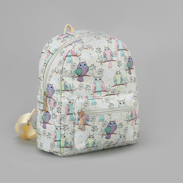 Рюкзак детский "Совушки", отдел на молнии, наружный карман, 2 боковых кармана, цвет розовый