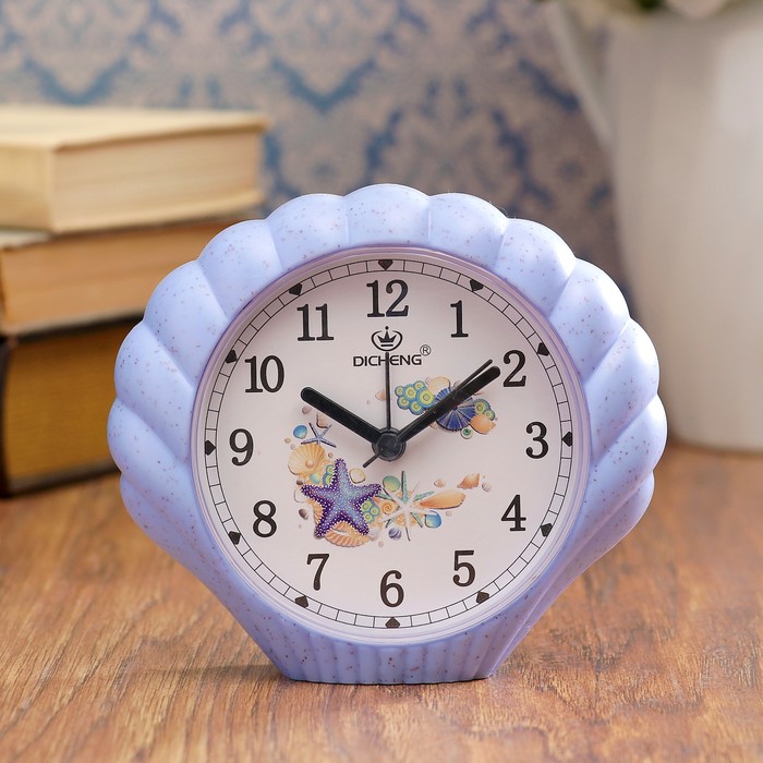 Будильник в виде ракушки, с подсветкой, микс морской тематики, 1 АА, пластик, 4х13х11.5 см