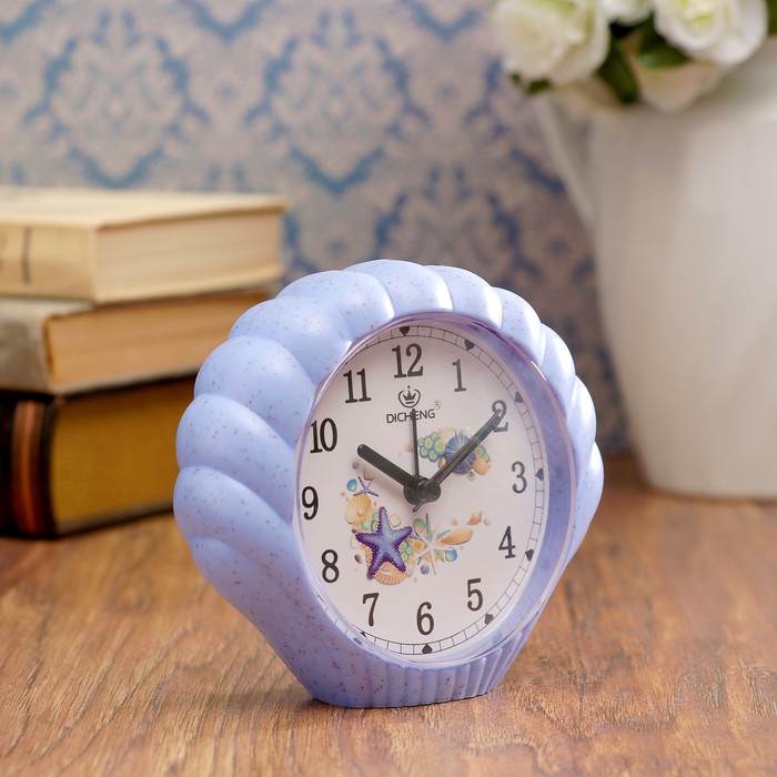 Будильник в виде ракушки, с подсветкой, микс морской тематики, 1 АА, пластик, 4х13х11.5 см